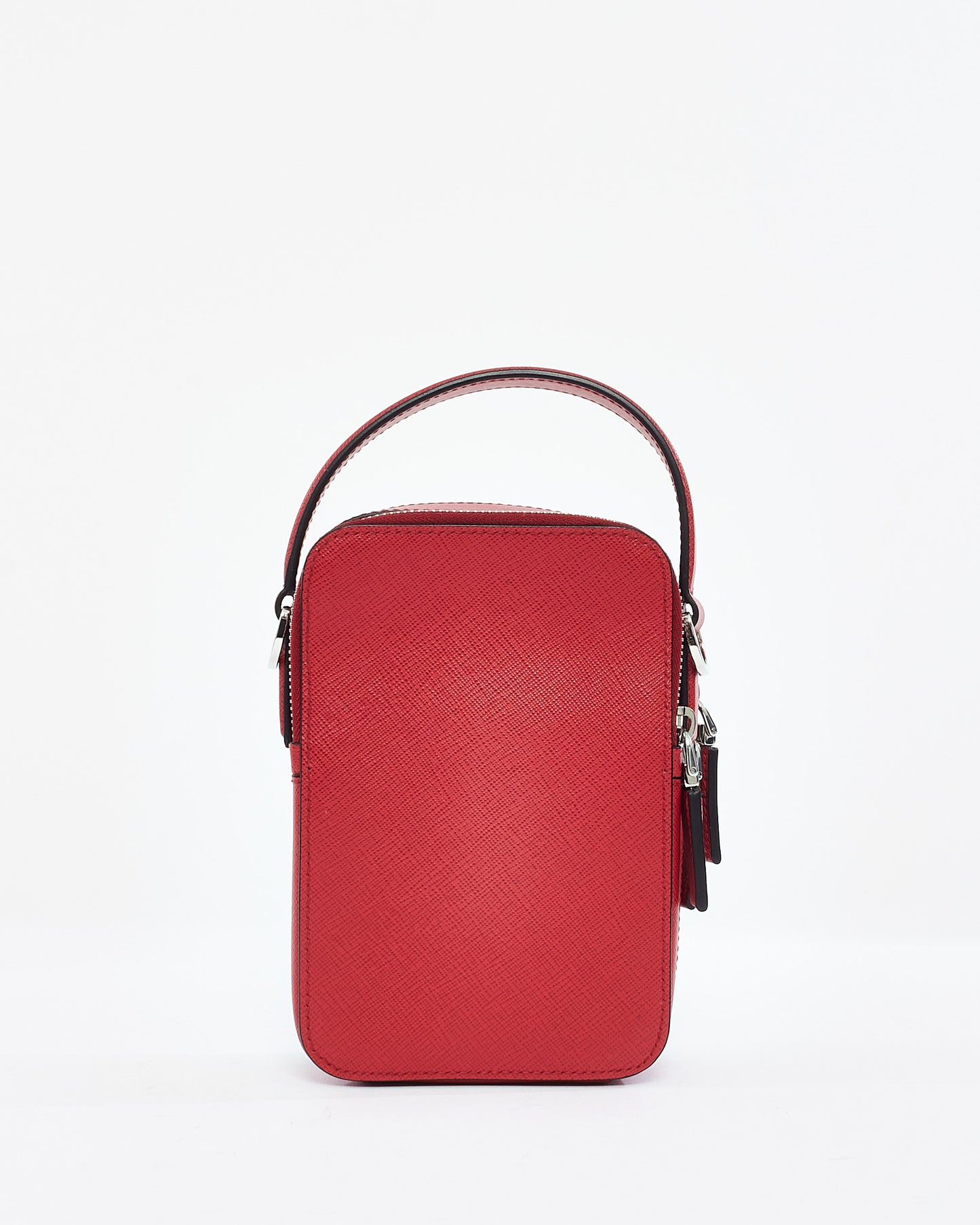 Sac à bandoulière vertical Brique en cuir saffiano rouge Prada