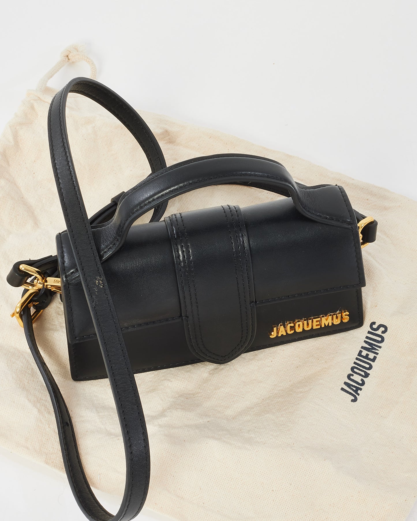 Jacquemus Black Leather Le Bambino Mini Clutch Bag