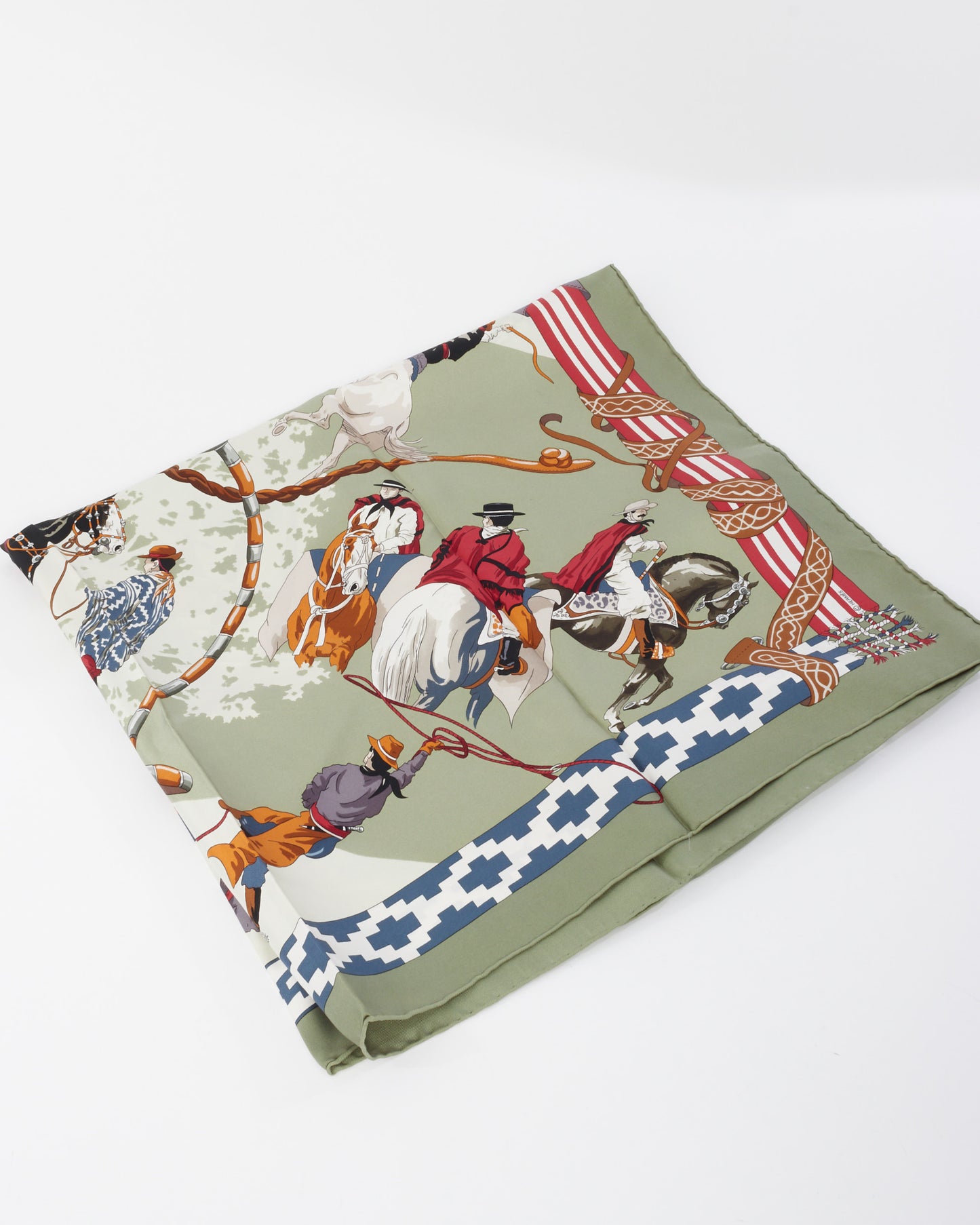 Hermès Green Multi Silk Dans Les Branches De L'ombu Écharpe