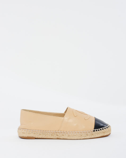 Chanel Beige Leather Espadrille Shoes - 39