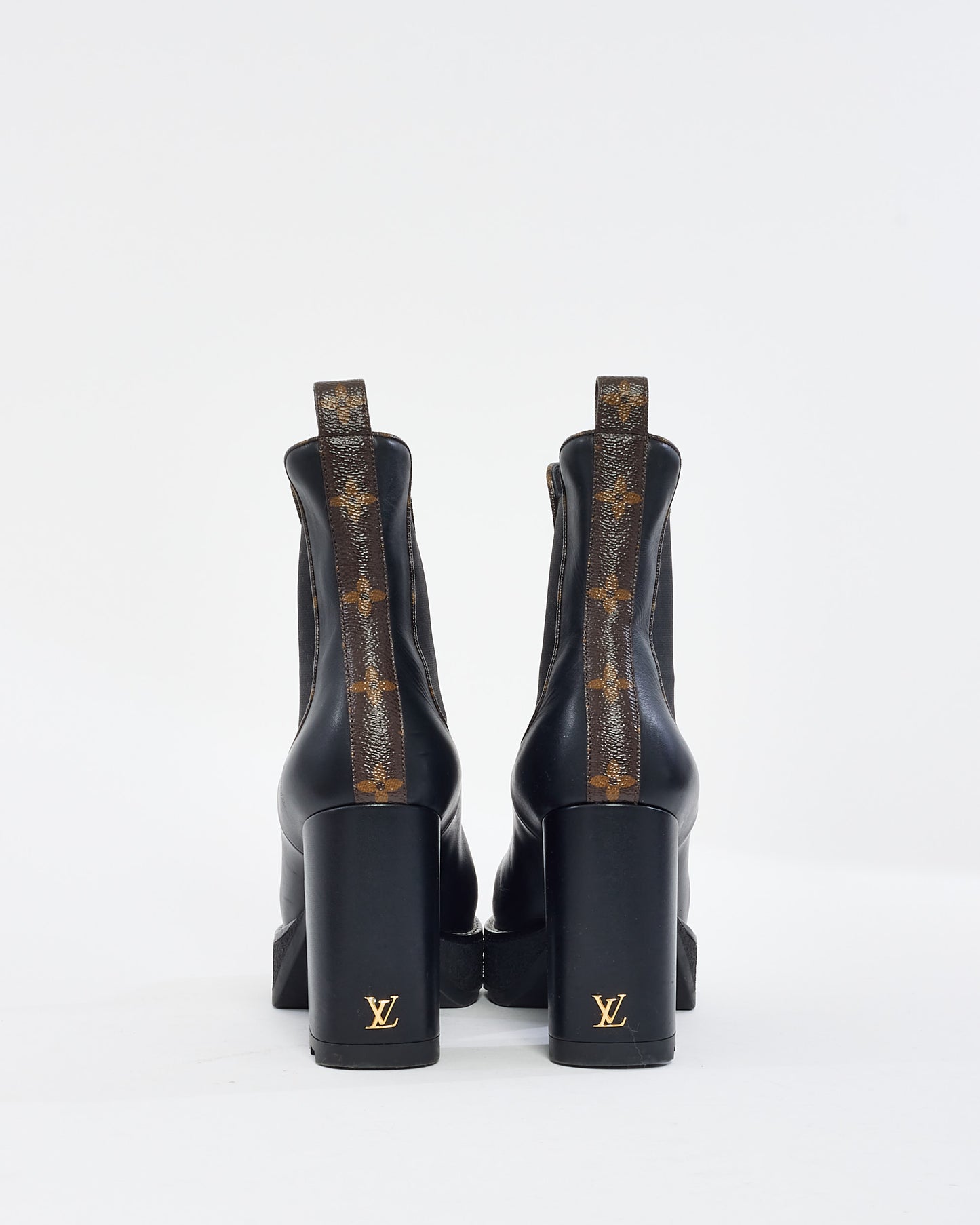 Bottines à talons Beaubourg en cuir noir et monogramme Louis Vuitton - 39