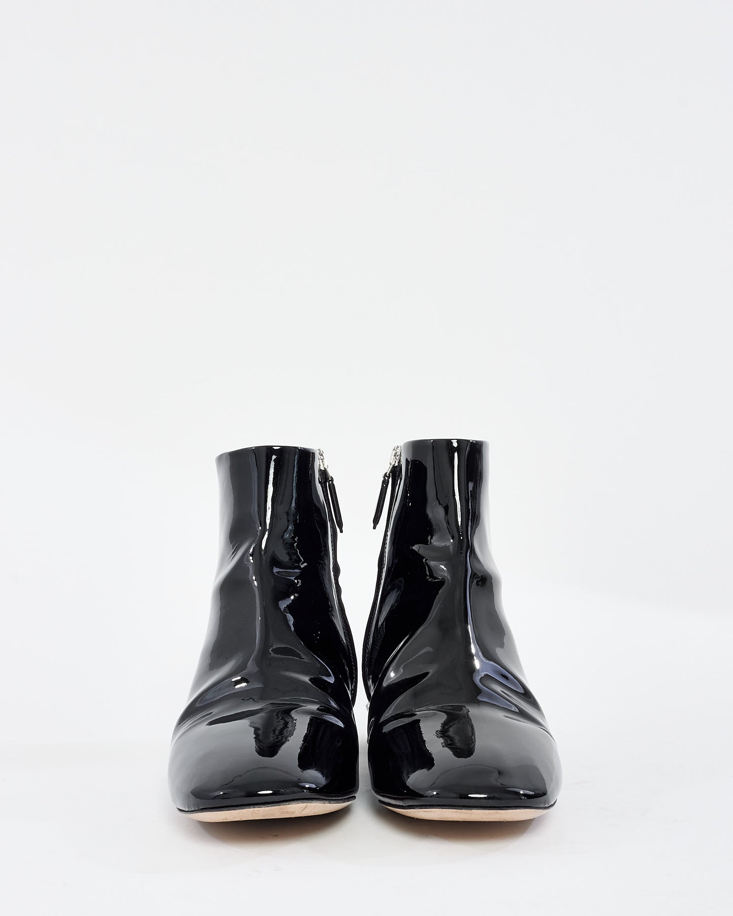 Miu Miu Black Patent Leather Ankle Boot with Jewel Heel - 39