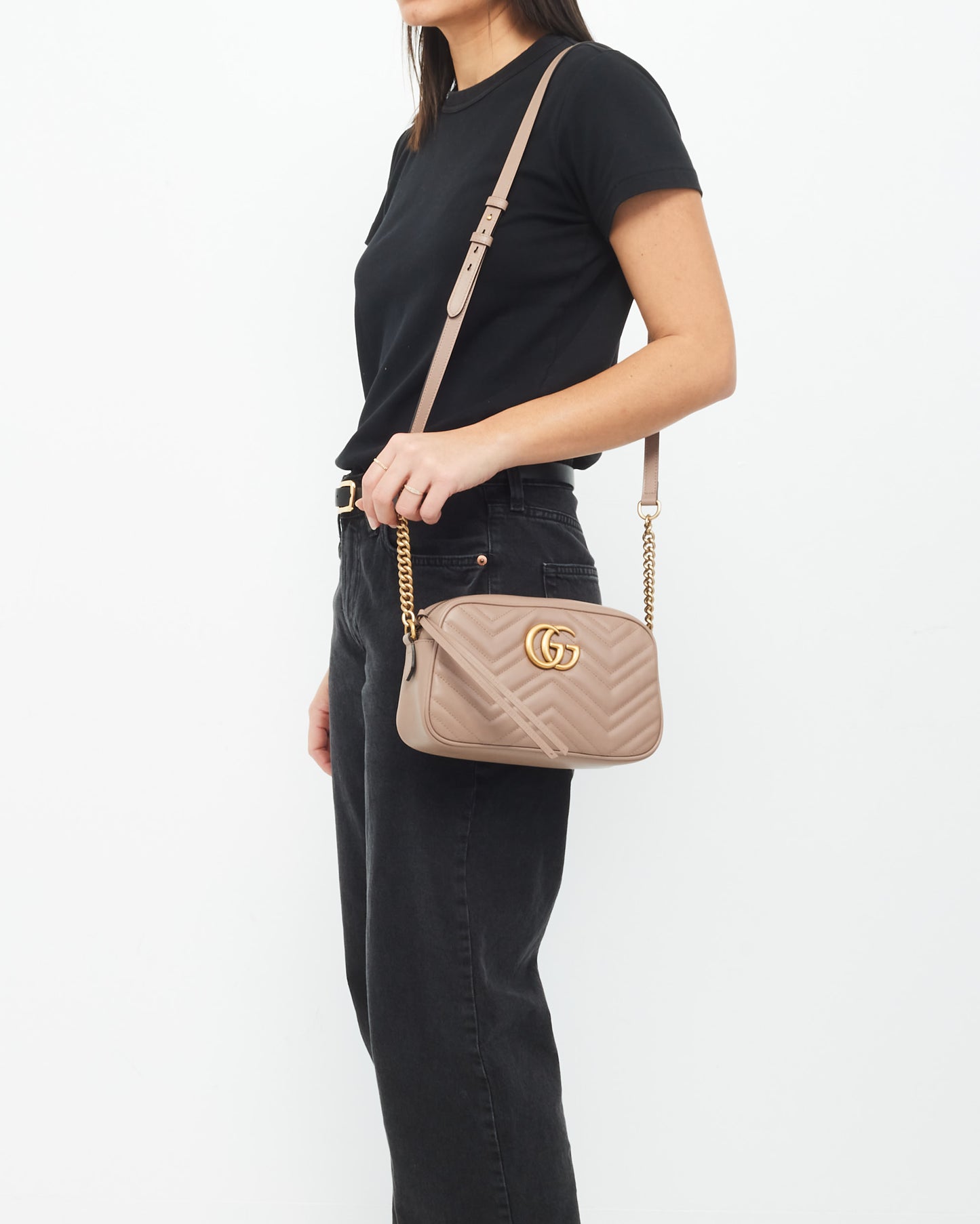 Gucci Dusty Pink Matlassée Leather Small Marmont Camera Bag