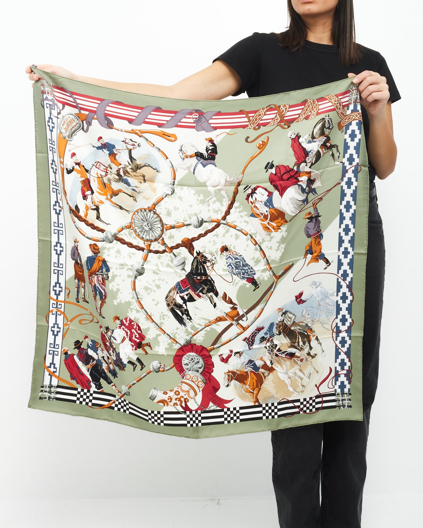 Hermès Green Multi Silk Dans Les Branches De L'ombu Écharpe