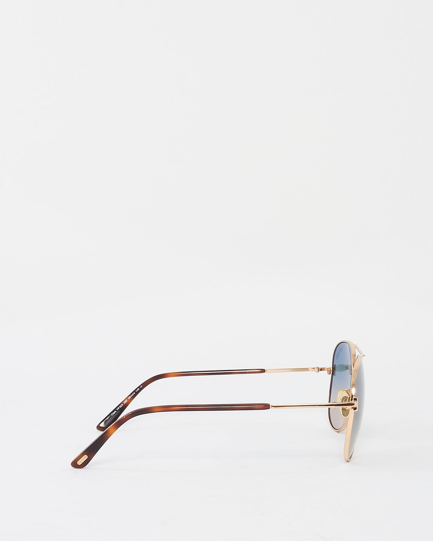 Tom Ford Gold & Brown with Blue Lens Aviator Sunglasses