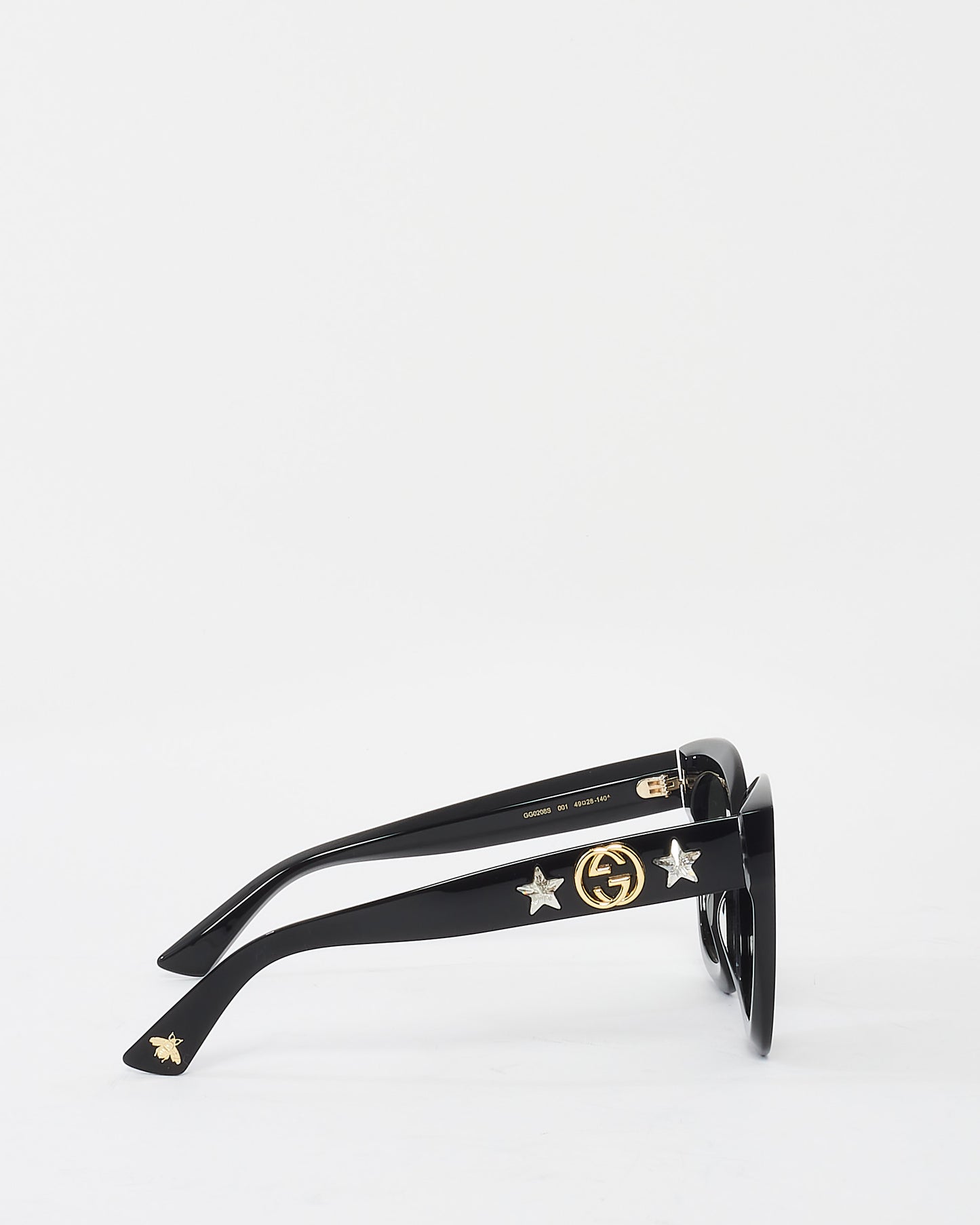 Gucci Black Acetate Oversized Crytal Star Sunglasses GG0208S