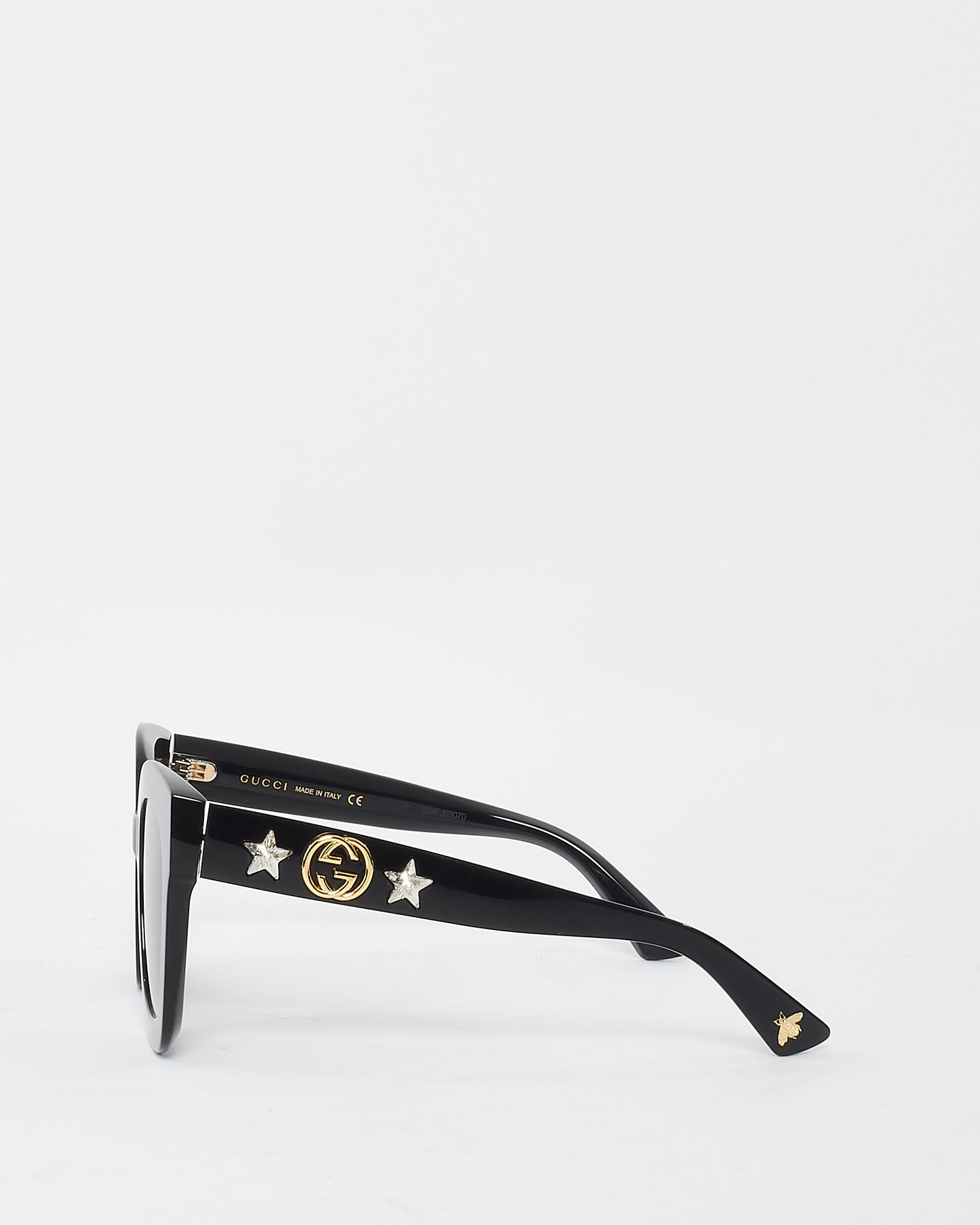 Gucci Lunettes de soleil surdimensionnées en acétate noir Crytal Star GG0208S