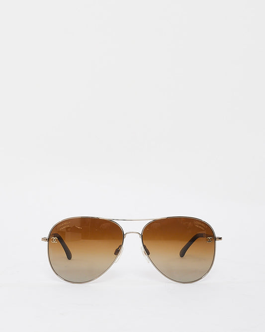 Chanel Bronze Metal Aviator Sunglasses 4189TQ