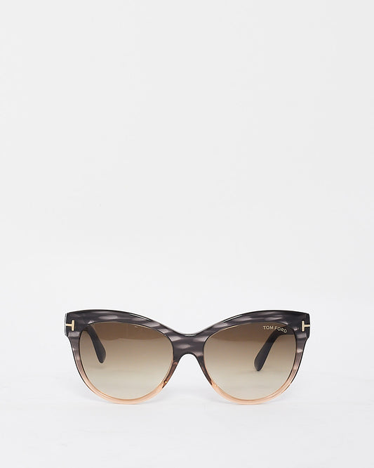 Tom Ford Grey Acetate Cat Eye Lily Sunglasses TF430