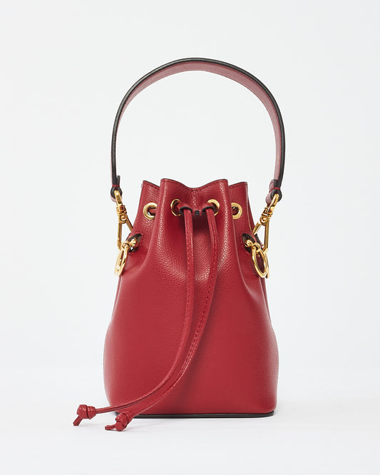 Fendi Red Leather "Mon Tresor" Mini Bucket Bag