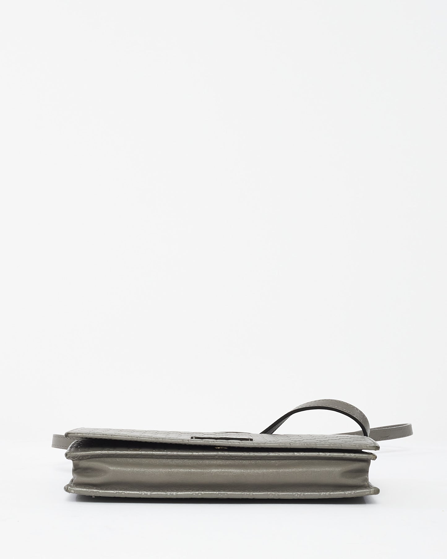 Gucci Grey Leather Guccissima Wallet On Strap