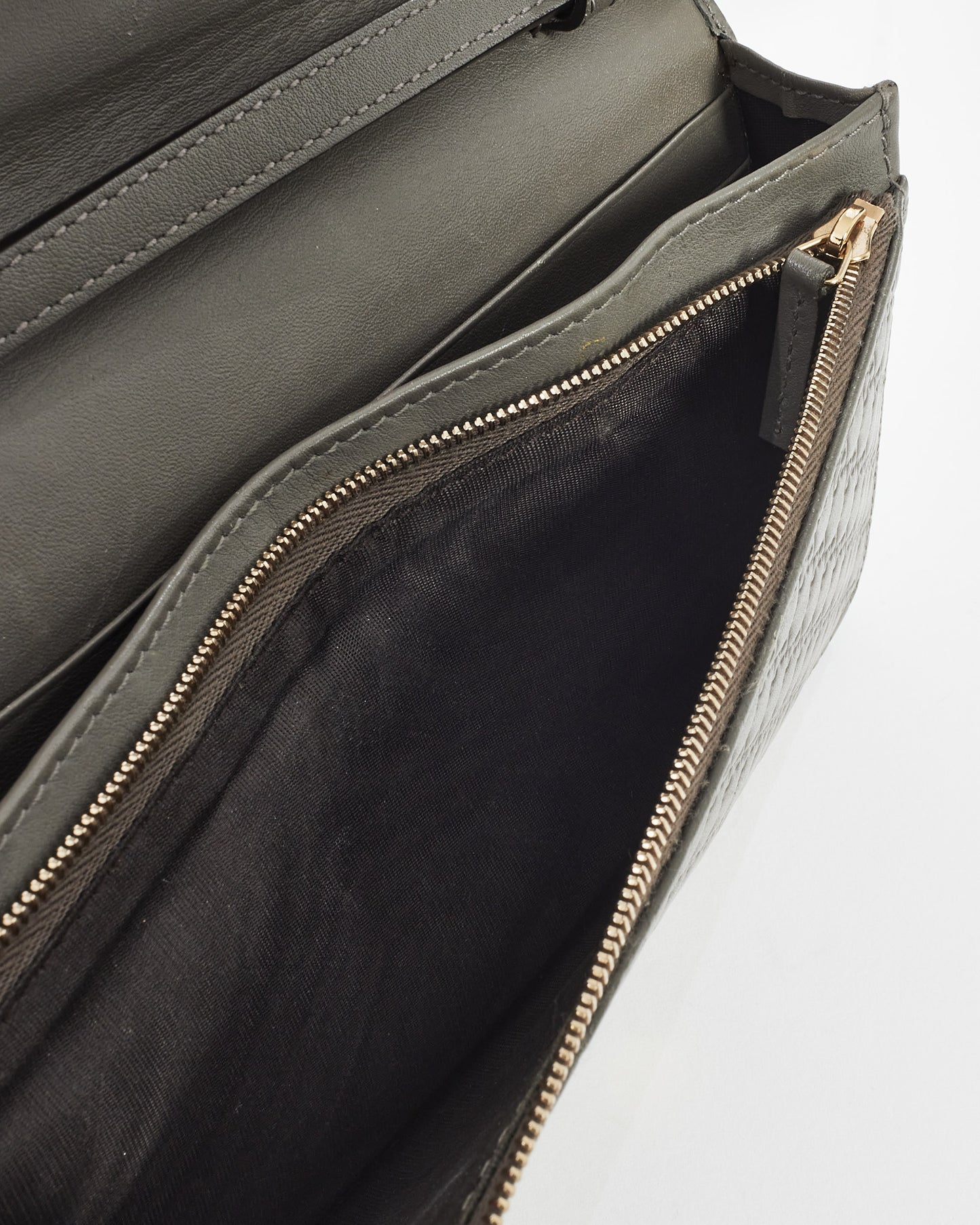 Gucci Grey Leather Guccissima Wallet On Strap