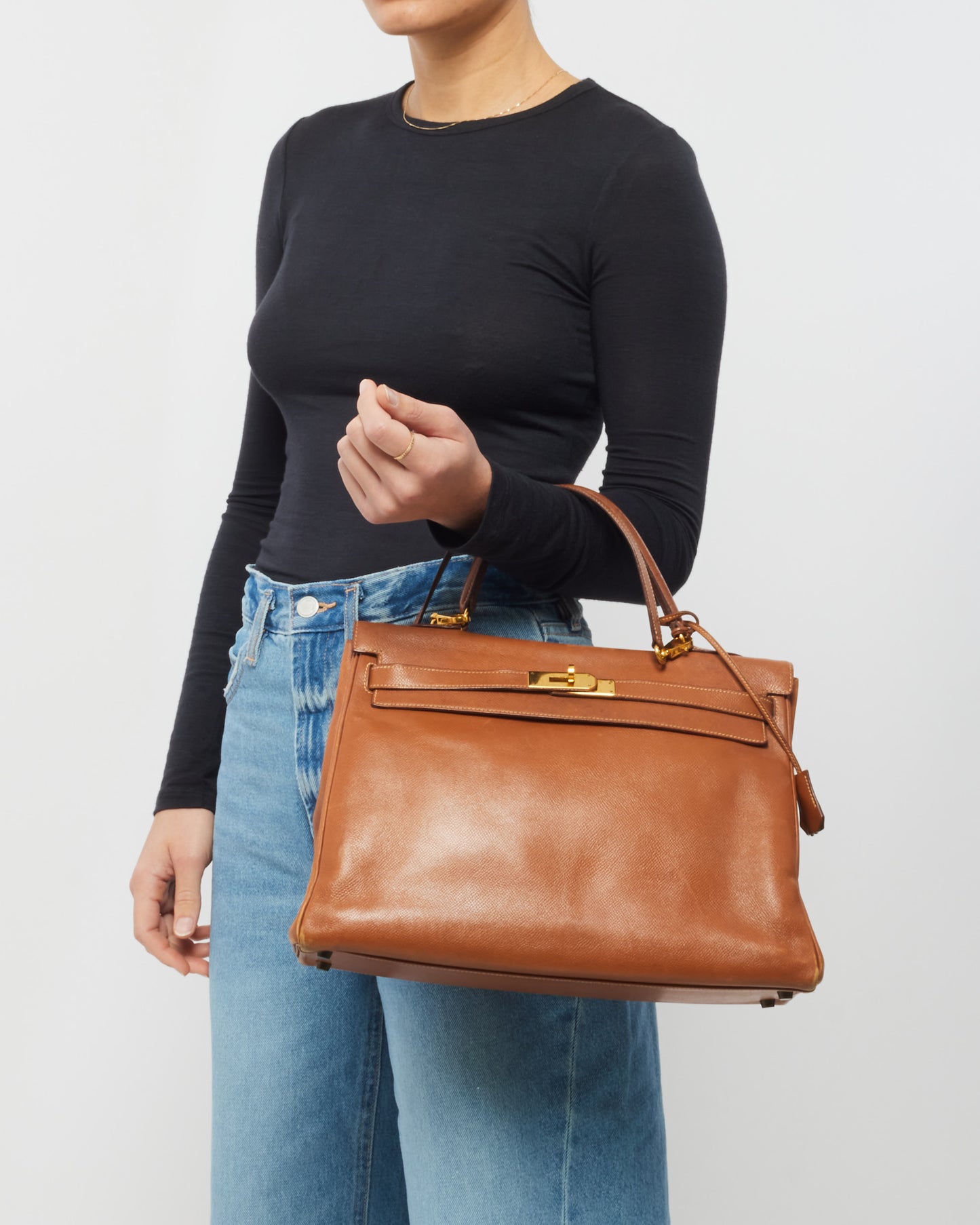 Hermès Vintage Gold Epsom Leather Kelly 32 GHW