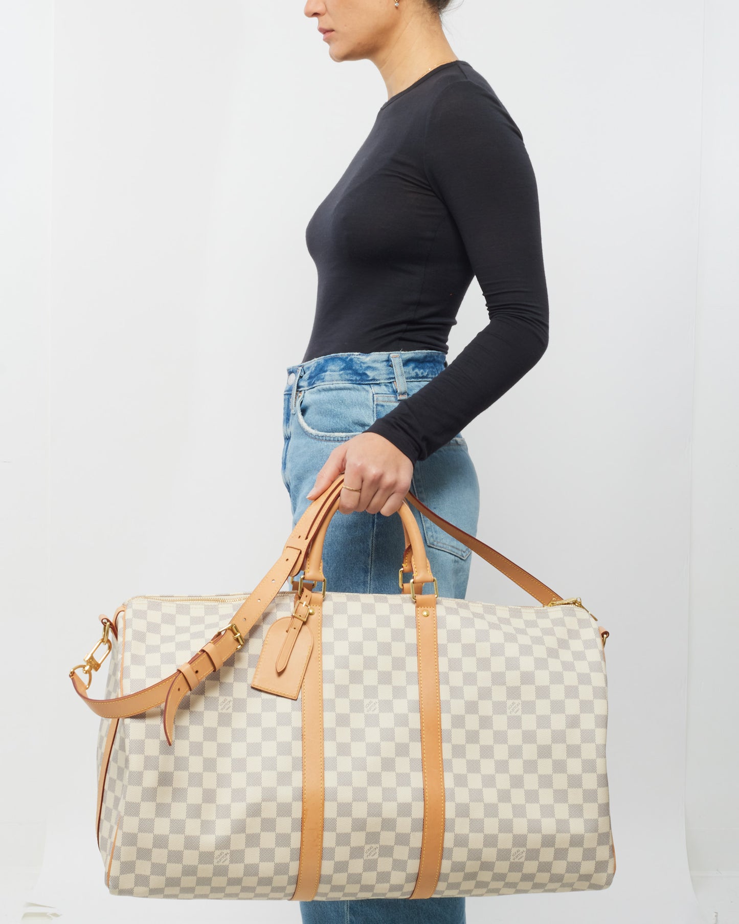 Louis Vuitton Damier Azur Keepall 55 Bandouliere Duffle Bag