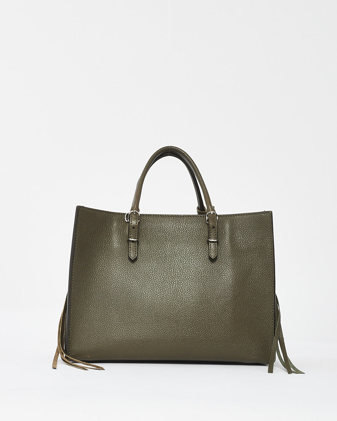 Balenciaga Olive Green Leather Mini Papier A6 Zip Around Tote Bag