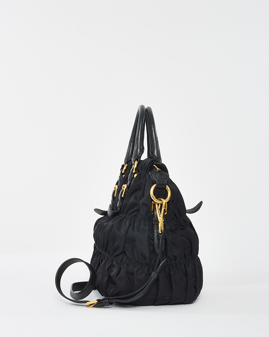 Prada Black Nylon Tessuto Gaufre Convertible Tote Bag