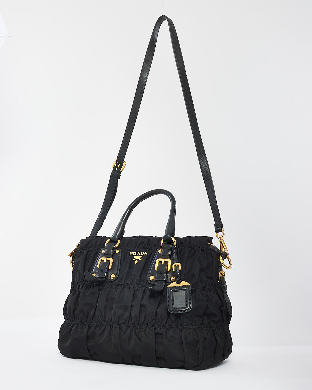 Prada Black Nylon Tessuto Gaufre Convertible Tote Bag