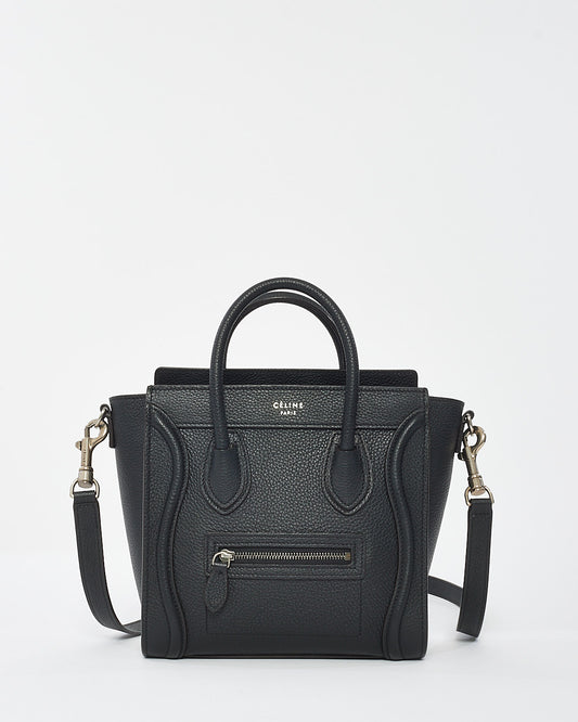 Celine Black Grained Leather Nano Luggage Bag