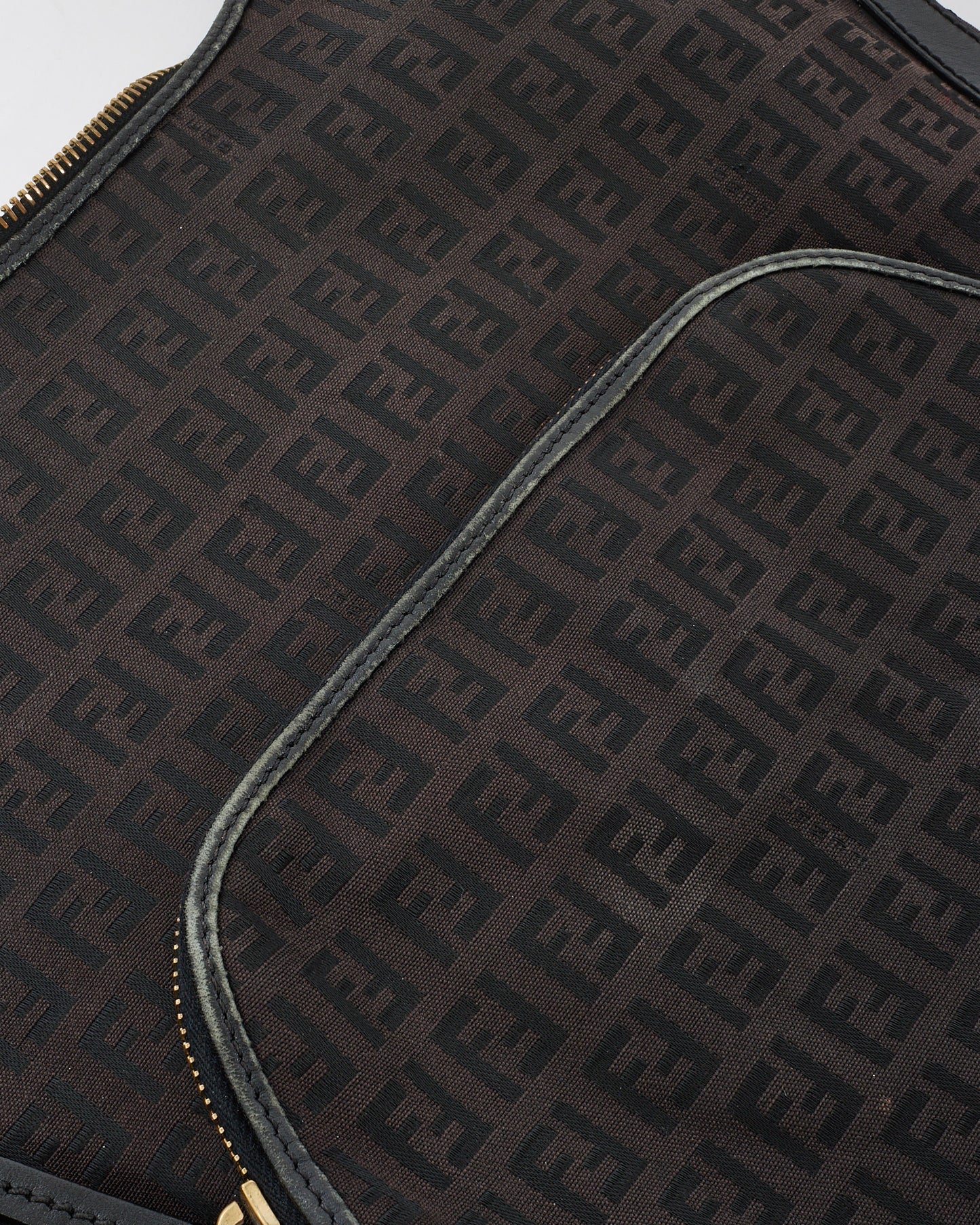 Fendi Sac à bandoulière Hobo en toile imprimée courgettes marron et noir
