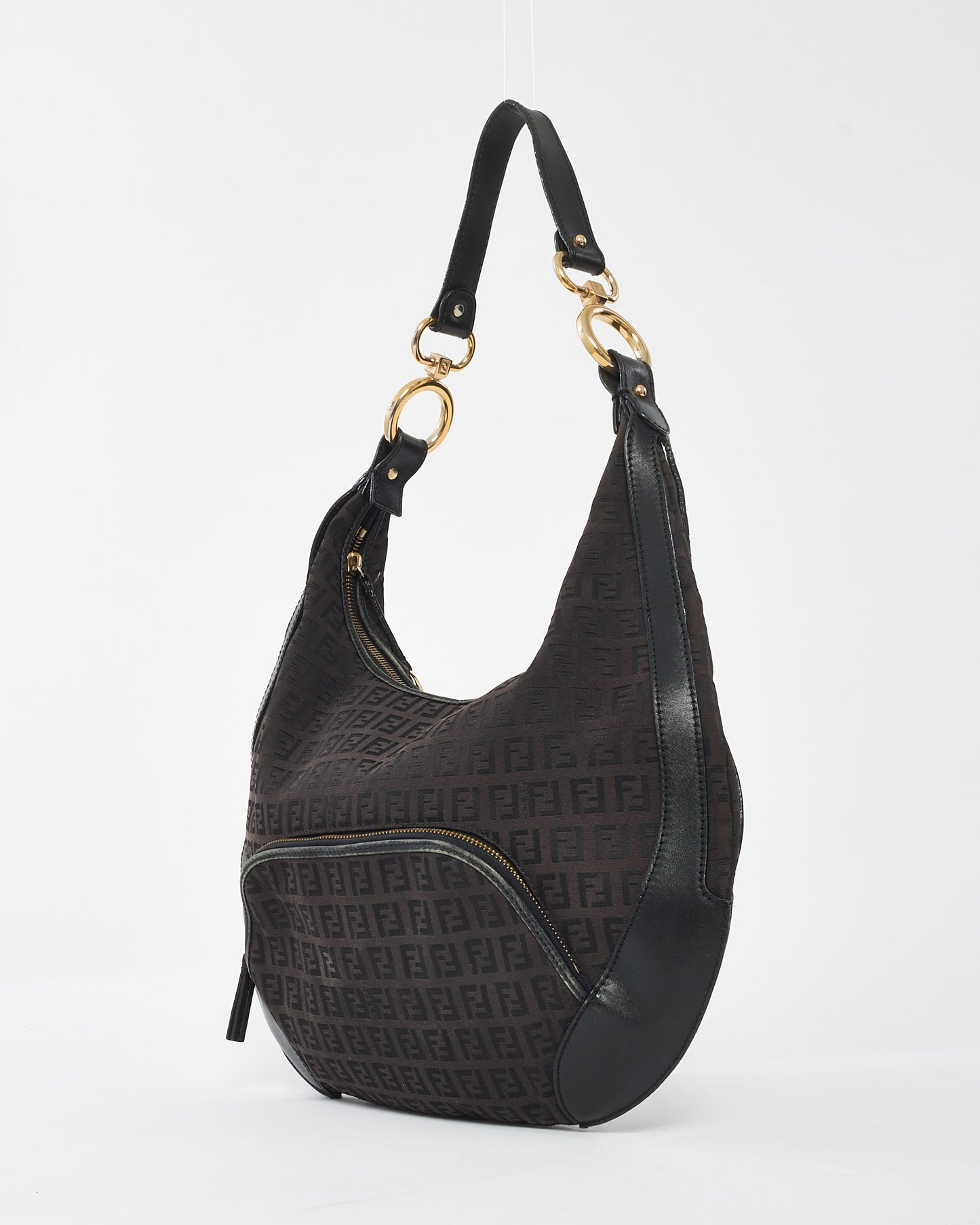 Fendi Brown and Black Zucchino Print Canvas Hobo Shoulder Bag