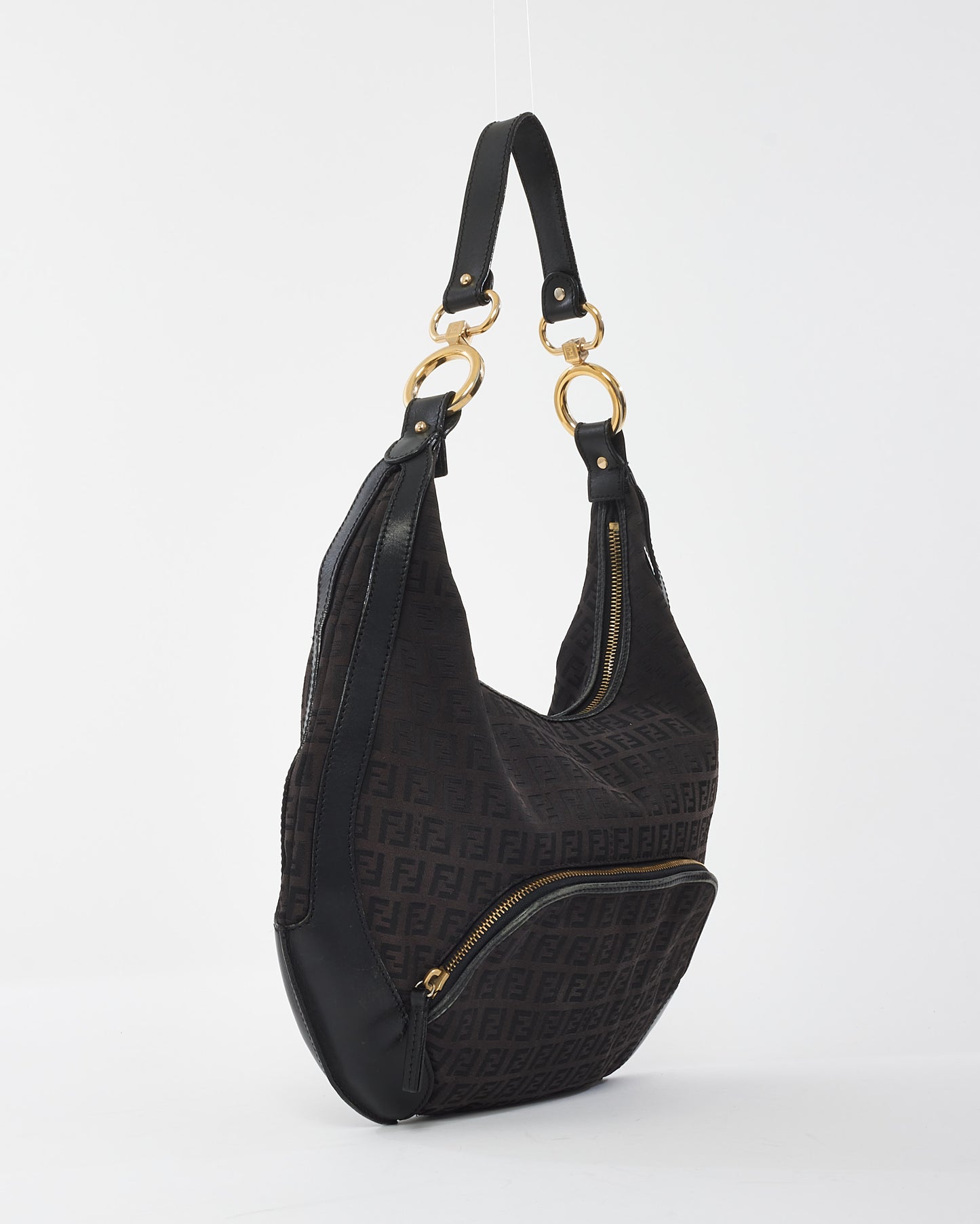 Fendi Brown and Black Zucchino Print Canvas Hobo Shoulder Bag