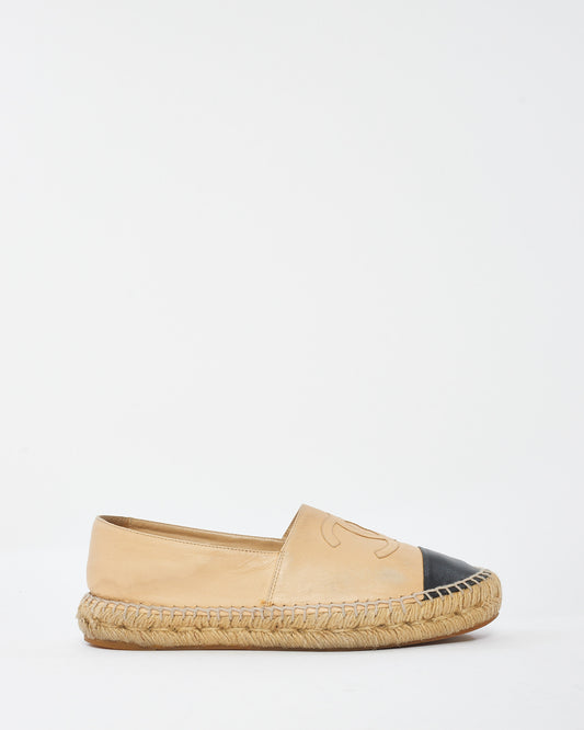 Chanel Beige Leather Espadrille Shoes - 40