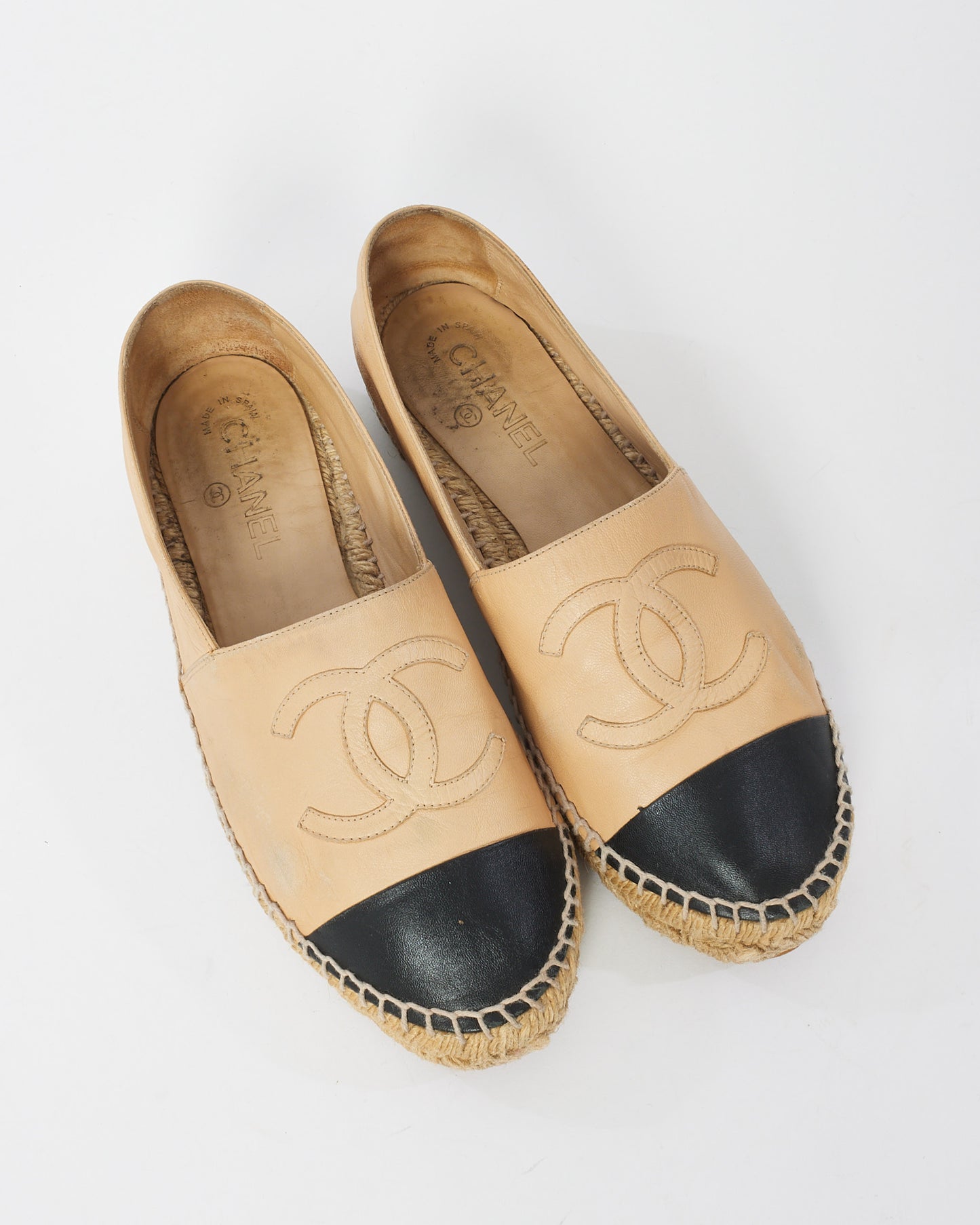 Chanel Beige Leather Espadrille Shoes - 40
