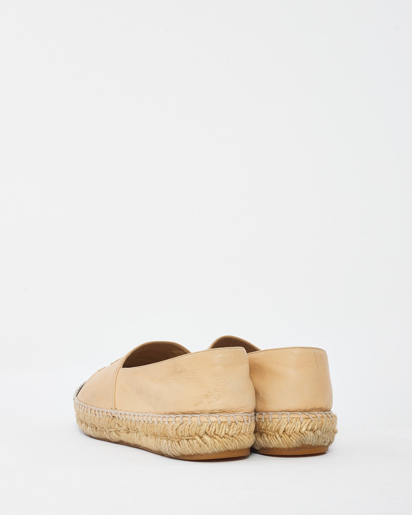 Chanel Beige Leather Espadrille Shoes - 40