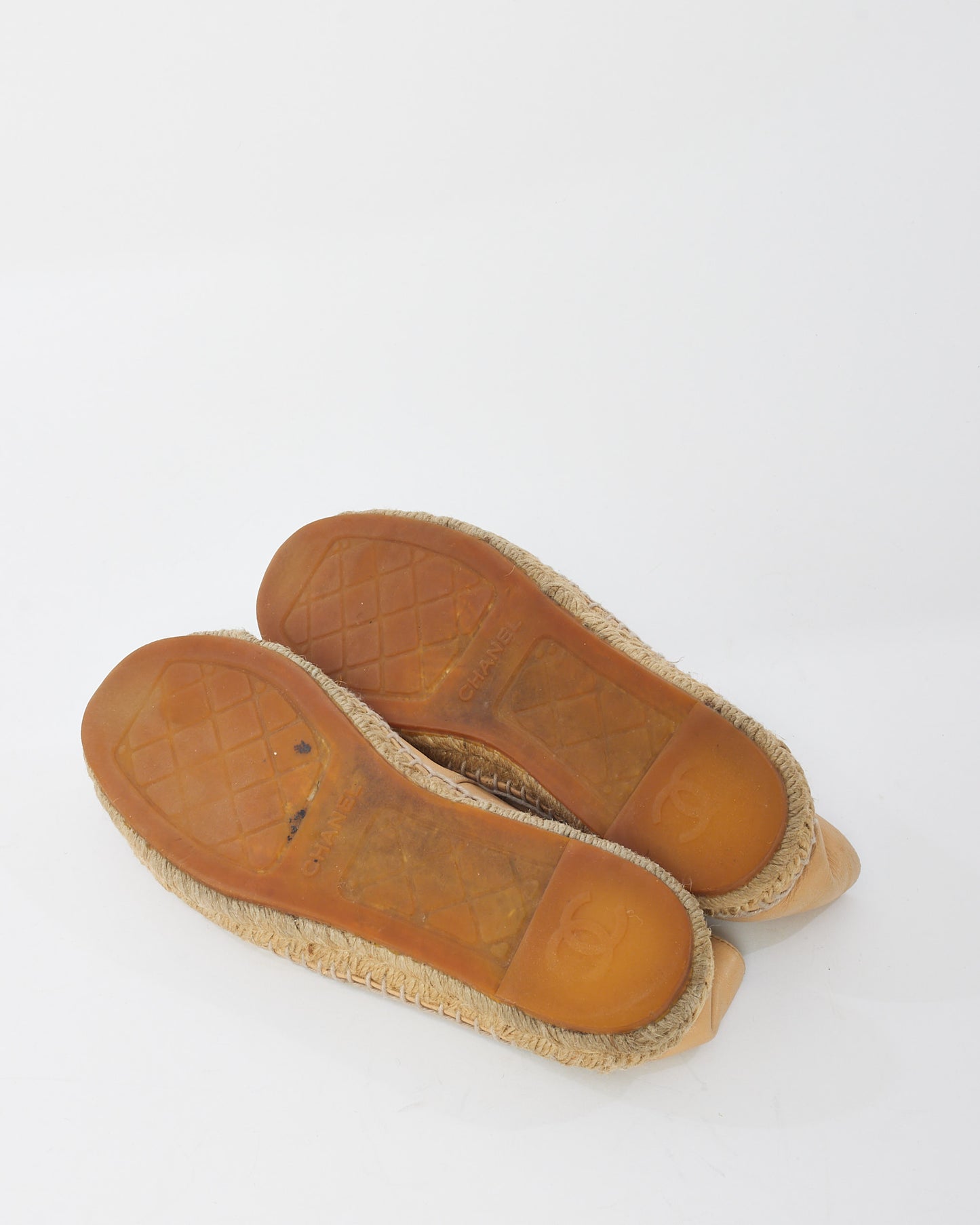 Chanel Beige Leather Espadrille Shoes - 40