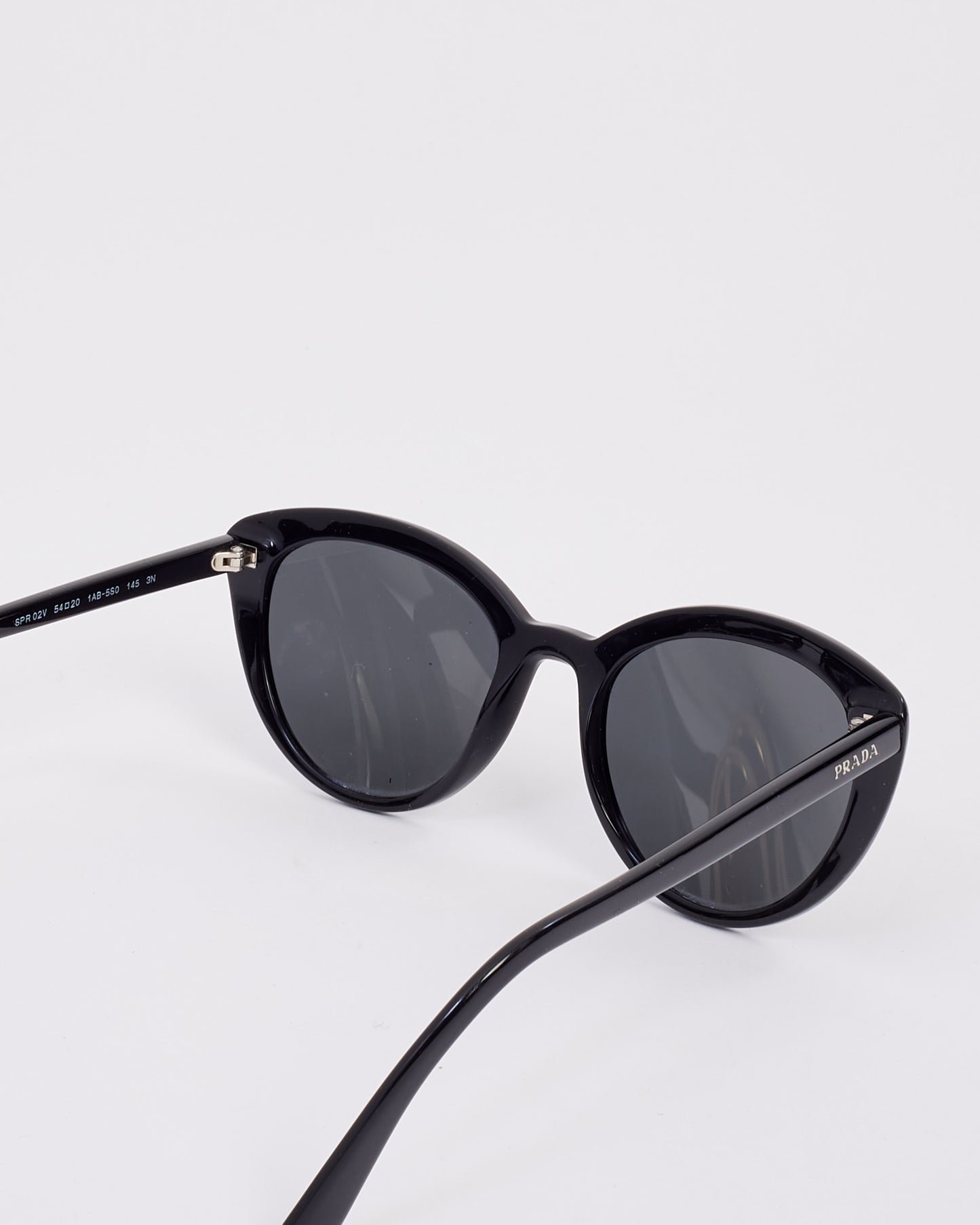 Prada Black Acetate Cat Eye SPR 02V Sunglasses