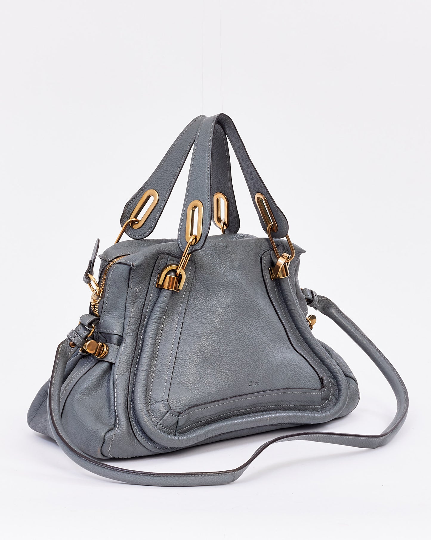 Chloé Light Grey Leather Paraty Bag
