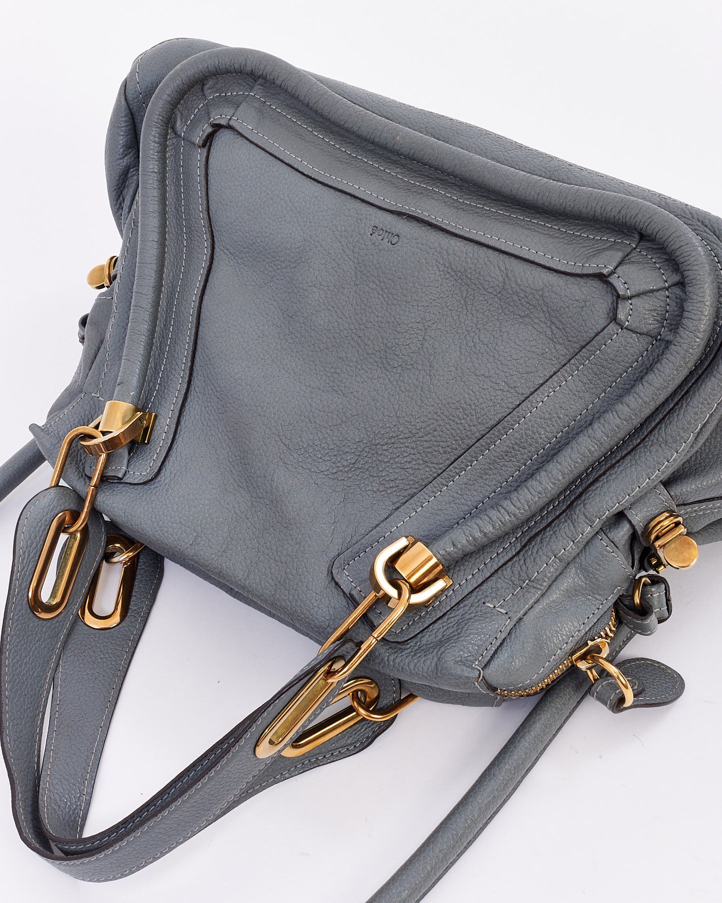 Chloé Light Grey Leather Paraty Bag
