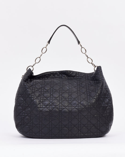 Dior Black Cannage Leather Large Hobo Bag