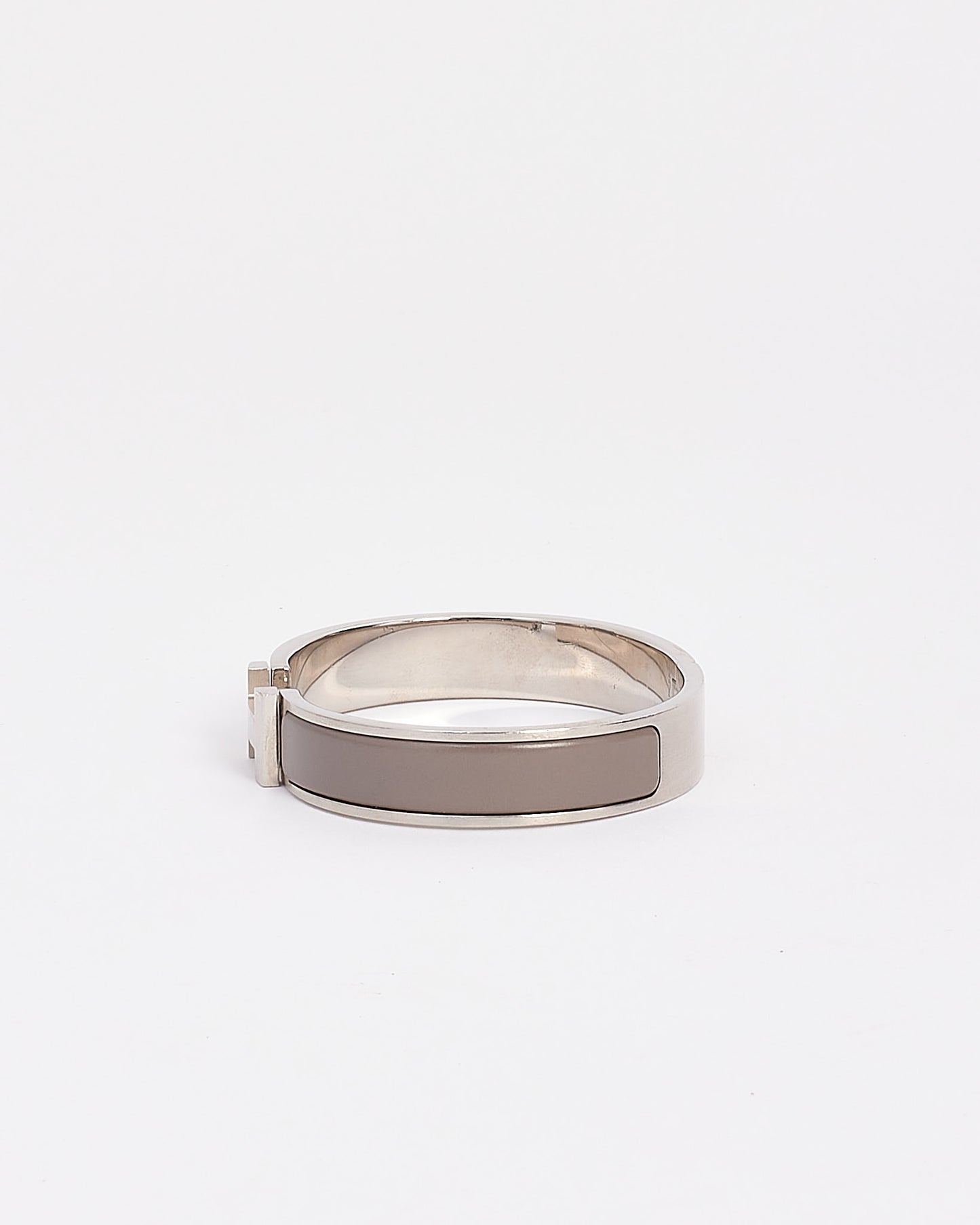 Hermès Men's Silver/Grey Enamel H Clic Clac Bracelet