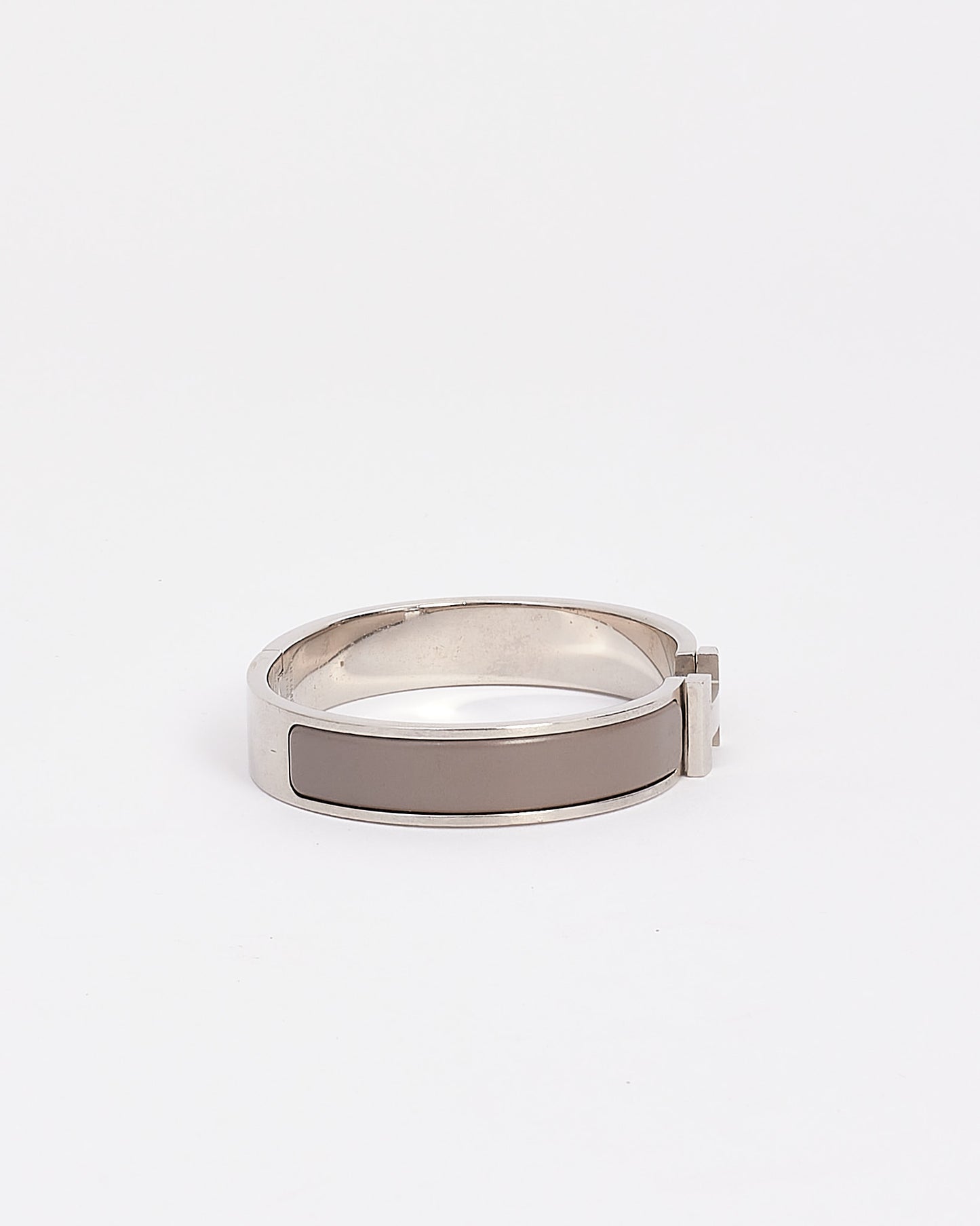 Hermès Men's Silver/Grey Enamel H Clic Clac Bracelet