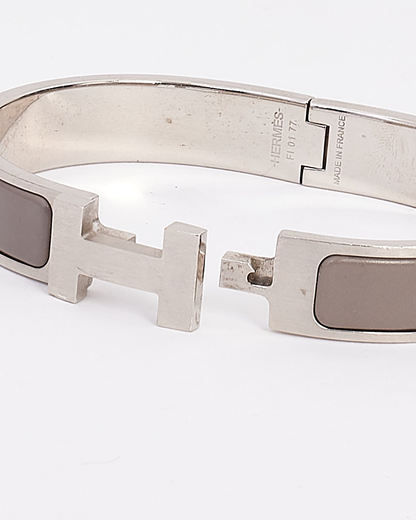 Hermès Bracelet H Clic Clac argent/émail gris homme