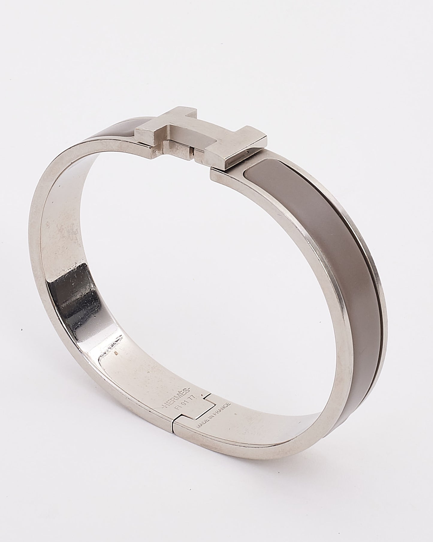 Hermès Bracelet H Clic Clac argent/émail gris homme