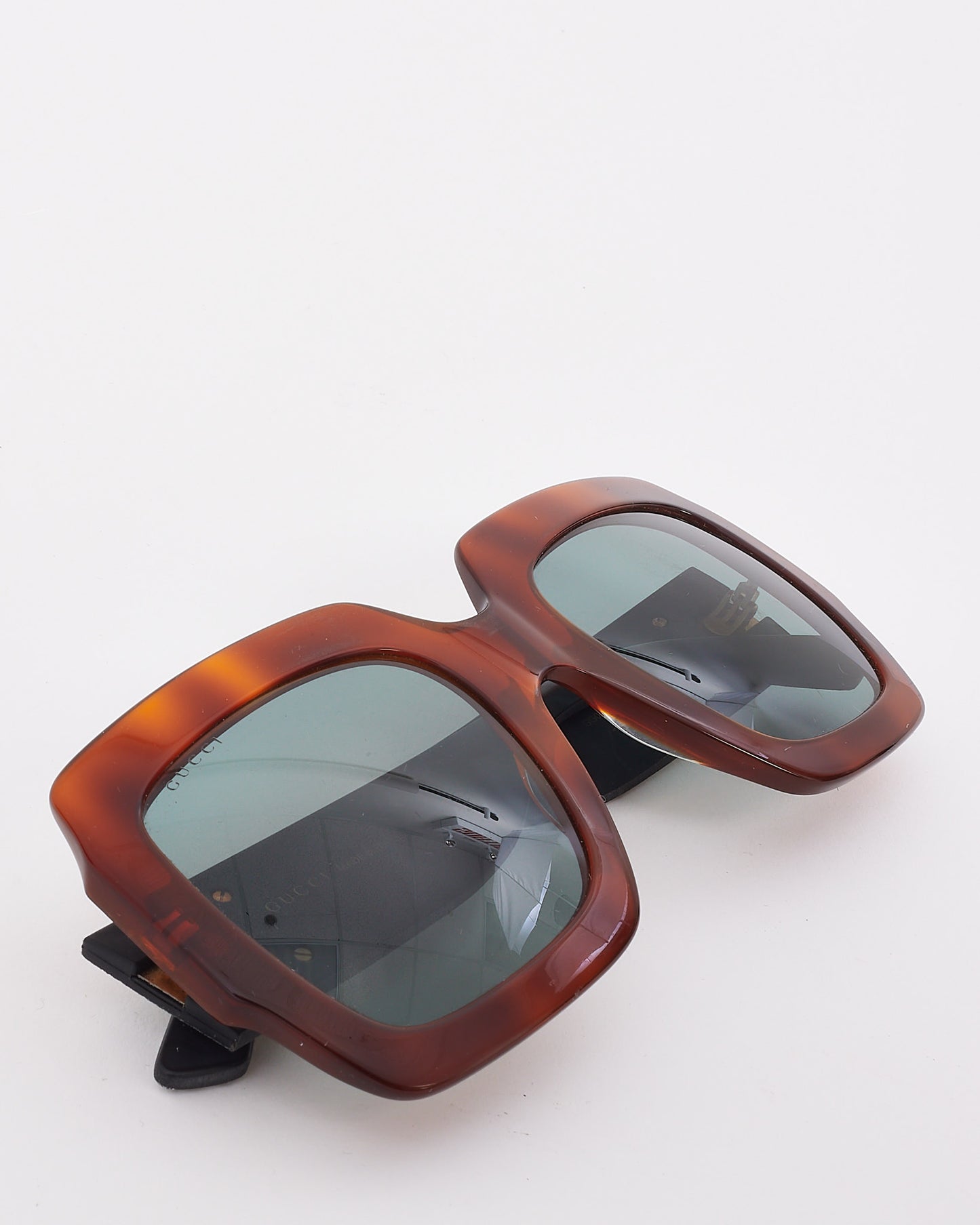 Gucci Brown & Silver Sparkle Oversize Square GG0102S Sunglasses