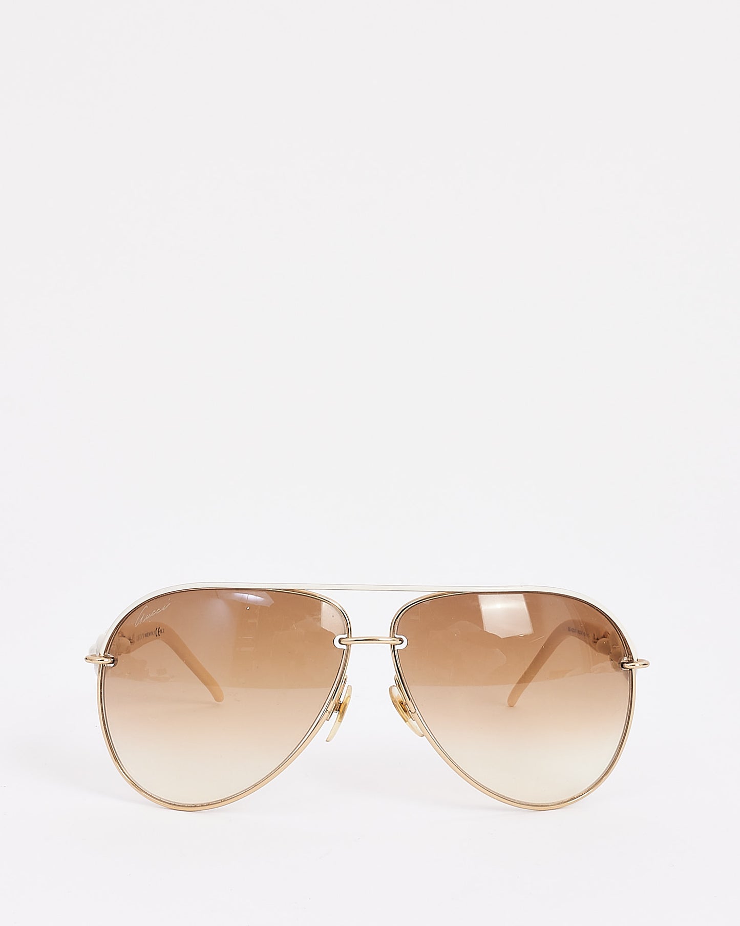 Gucci Gold/White Marina Chain GG 4225/S WQC42 Aviator Sunglasses