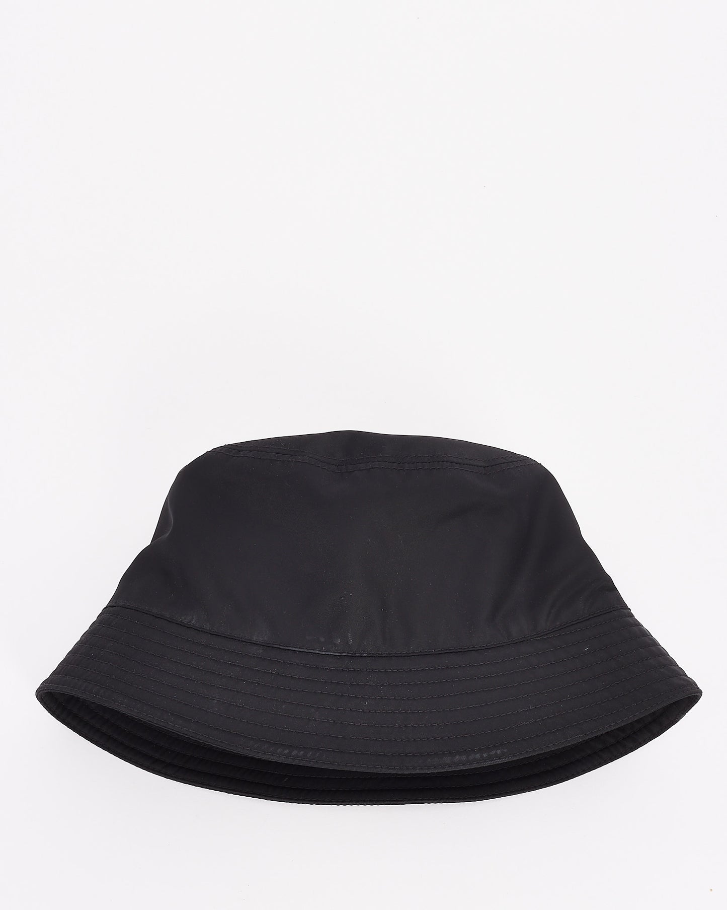 Chapeau bob en nylon noir avec logo Tessuto Prada