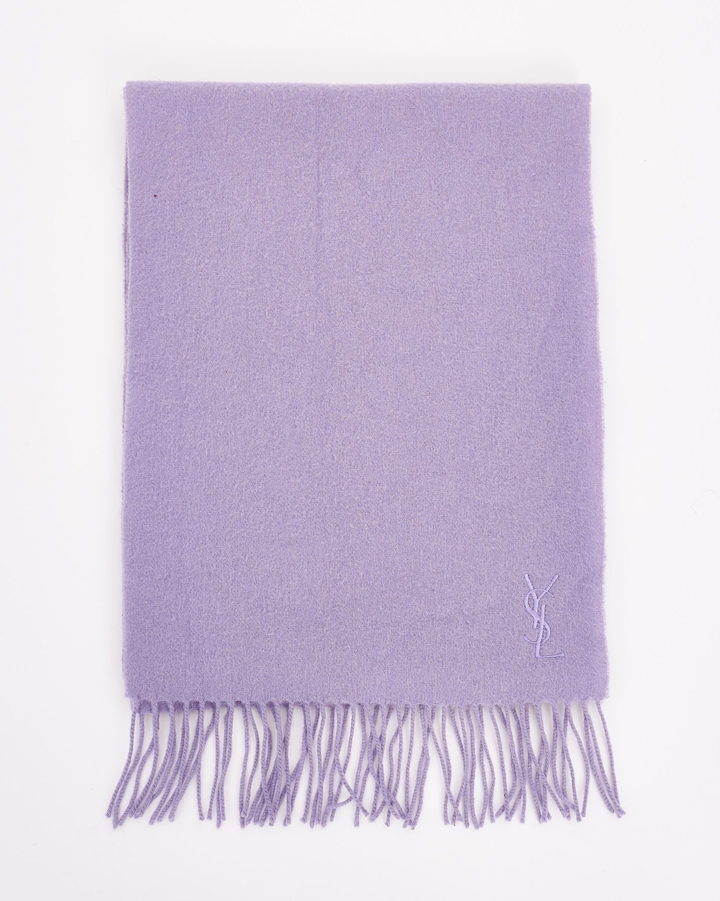 Saint Laurent Purple Wool Fringe Scarf