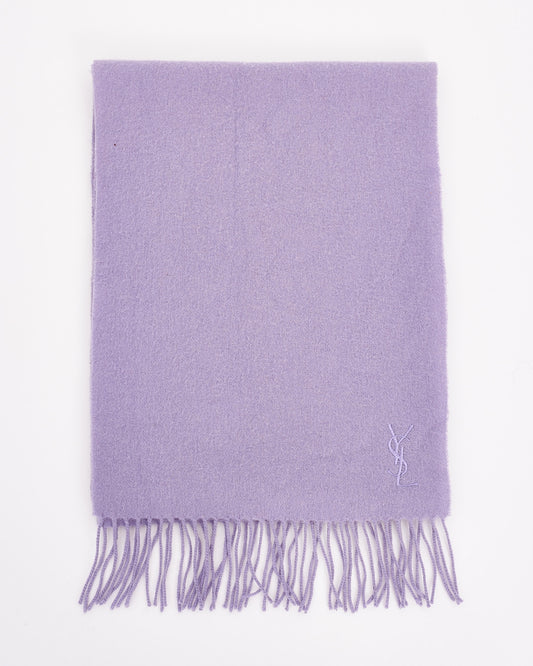 Saint Laurent Purple Wool Fringe Scarf