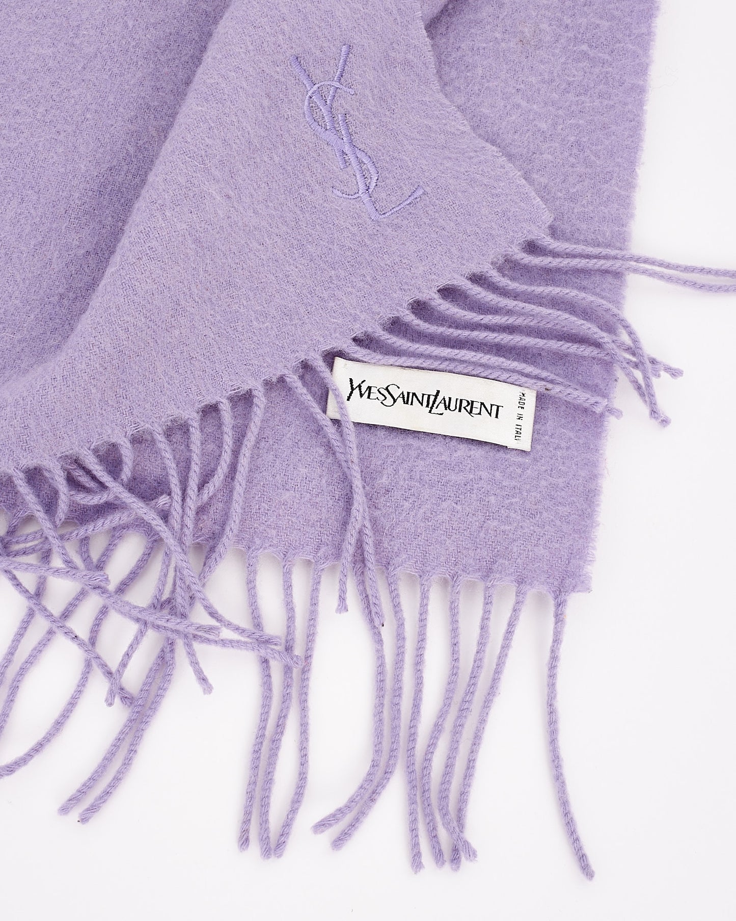Écharpe à franges en laine violette Saint Laurent