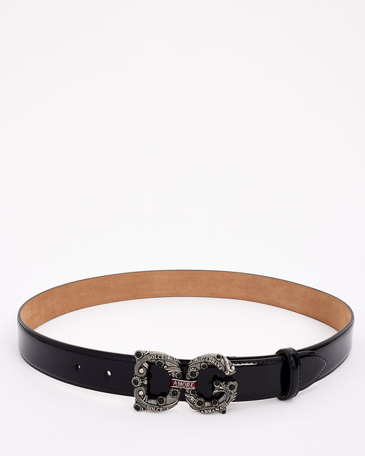 Dolce & Gabbana Black Patent Leather Baroque Belt - 85/34