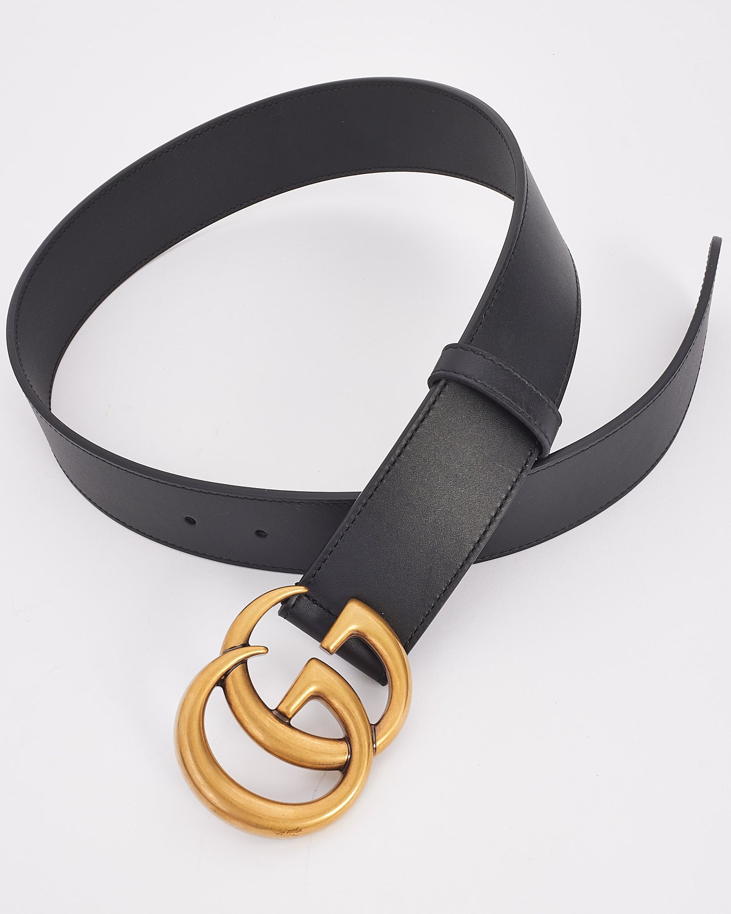 Gucci Black Leather GG Marmont Belt - 70/28