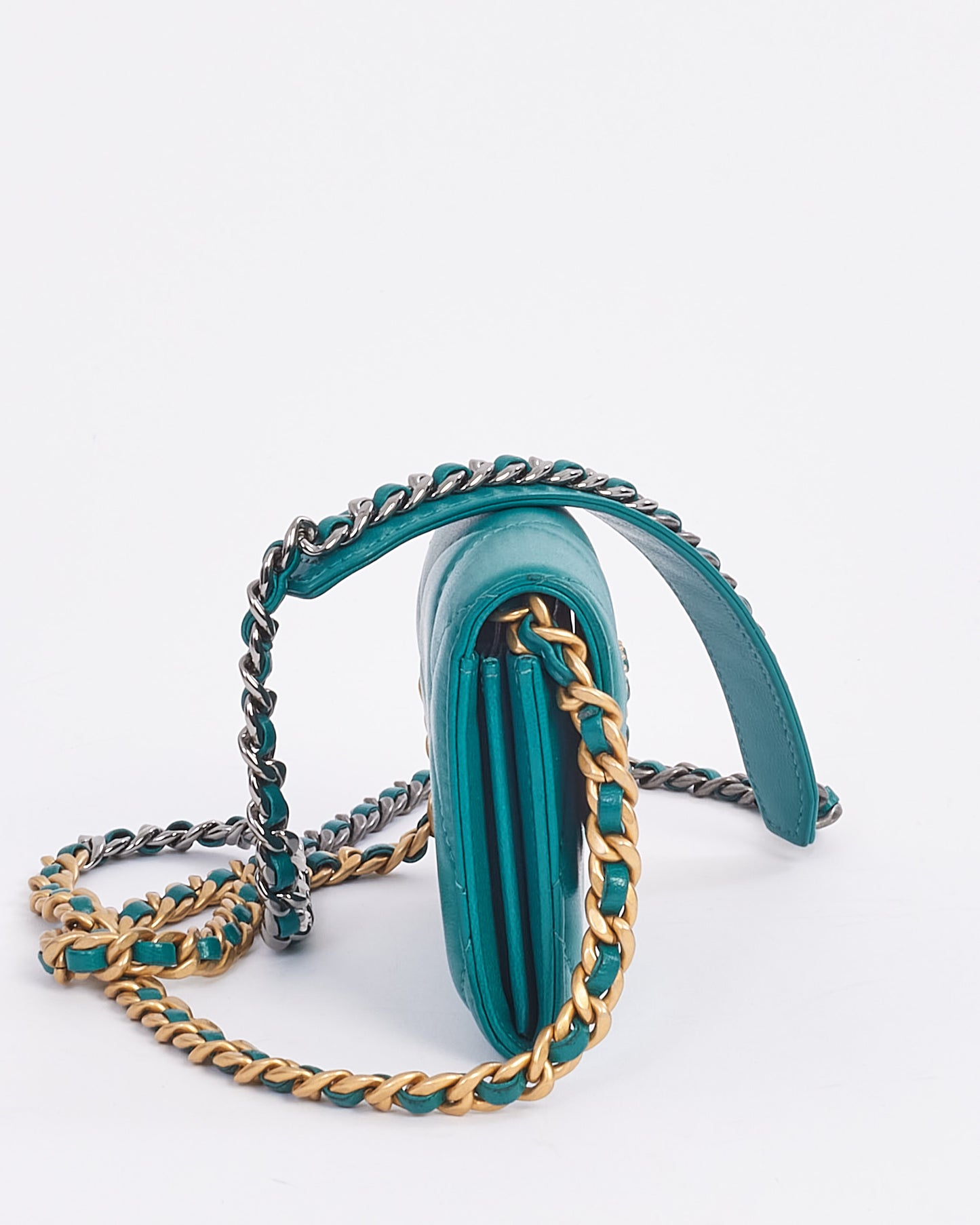 Chanel Turquoise Green 19 Coin Pouch on Chain