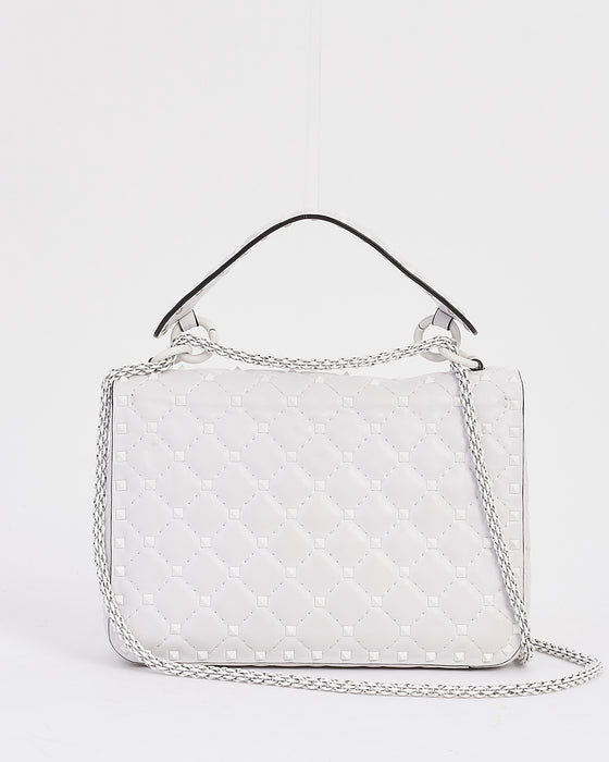 Valentino White Nappa Leather Medium Rockstud Spike Bag