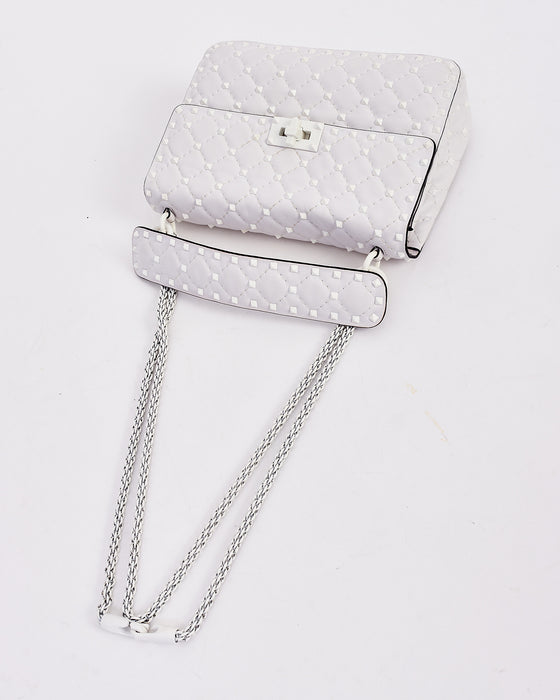 Valentino White Nappa Leather Medium Rockstud Spike Bag