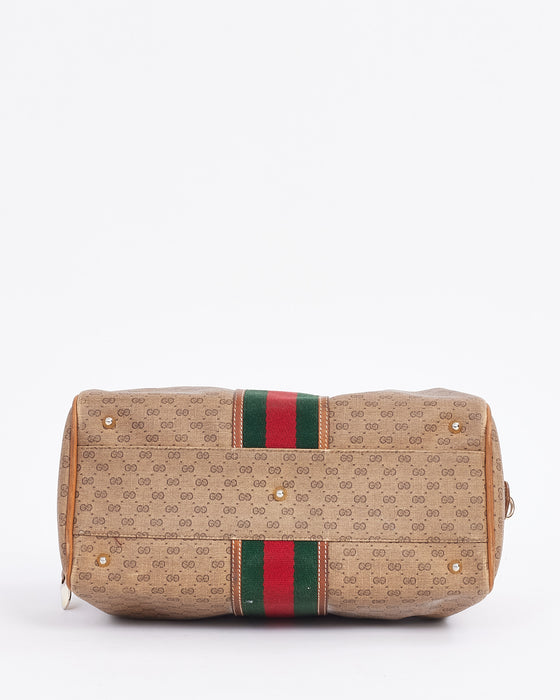 Gucci Vintage Beige Web Detail Boston Bag