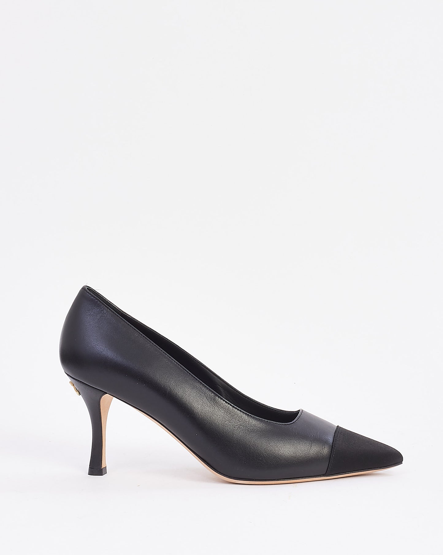 Chanel Black Lambskin Leather CC Heel Pointed Toe Pumps - 39.5